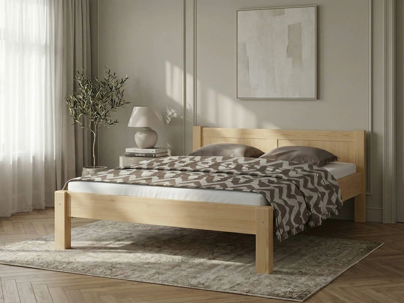 Pat din lemn 180x200 cu somieră Wiktoria pin