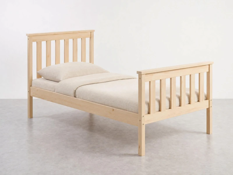 Pat din lemn 90x200 cu somieră Alion pin