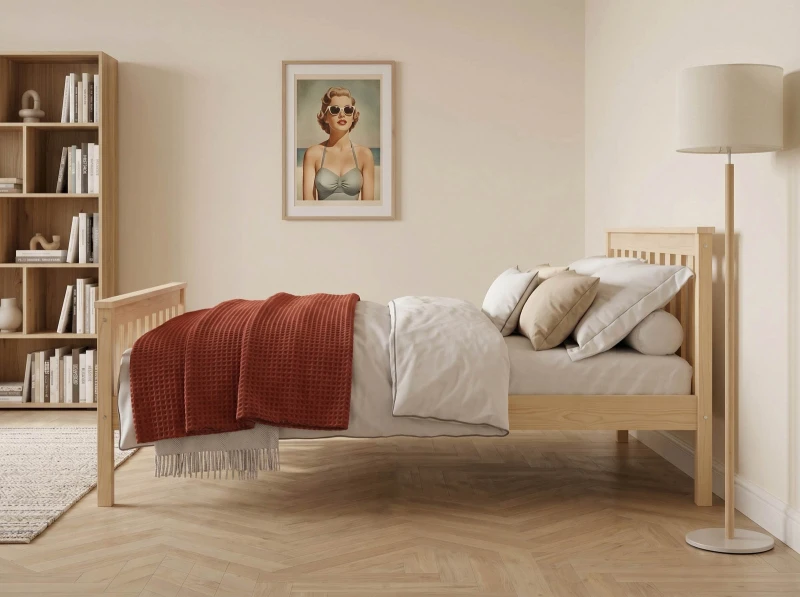 Pat din lemn 140x200 cu somieră Alion pin