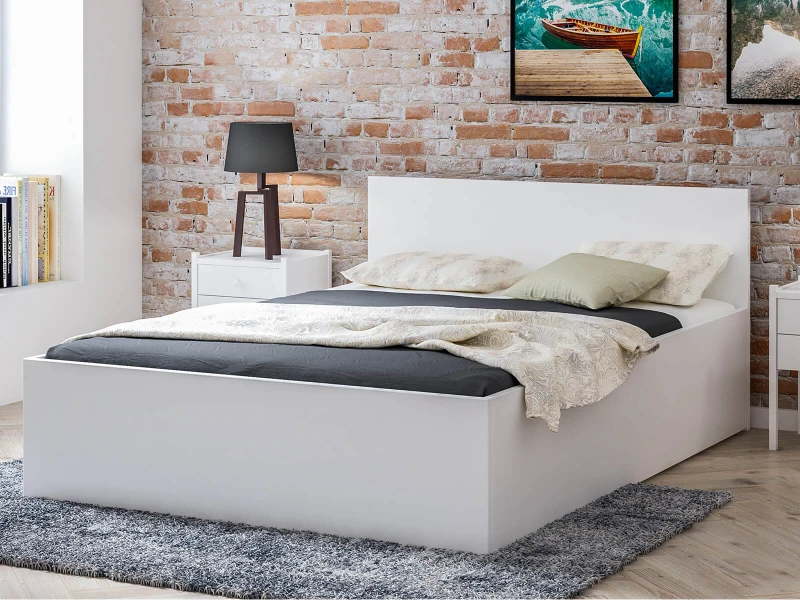 Pat 180x200 cu somieră DM1 alb