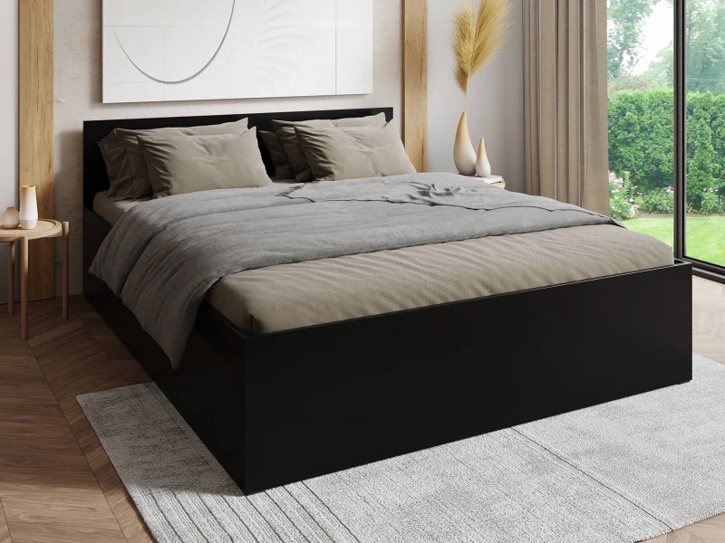 Pat 180x200 cu somieră DM1 negru