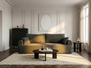Canapea extensibilă rotunjită cu trei locuri Zodiac Raven 78 Masliniu