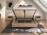 Pat de levitare cu spațiu de depozitare 140x200 din placa de mobilier DM2 stejar sonoma 