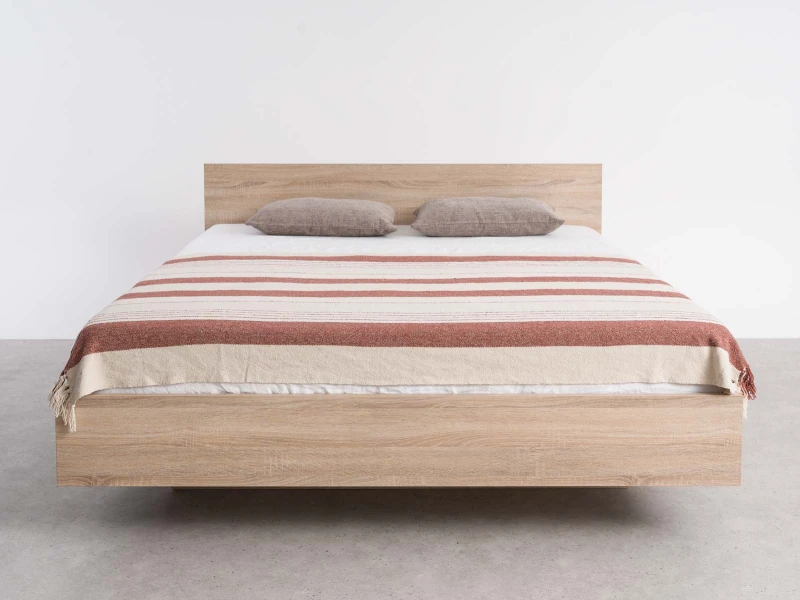 Pat de levitare cu spațiu de depozitare 180x200 din placa de mobilier DM2 stejar sonoma  