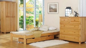 Pat din lemn 90x200 cu somieră Ada arin