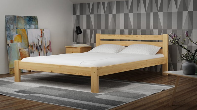 Pat din lemn 140x200 cu somieră Asia pin