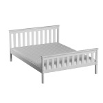 Pat din lemn 120x200 cu somieră Alion alb