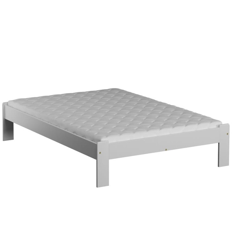Pat din lemn 120x200 cu somieră Ada alb