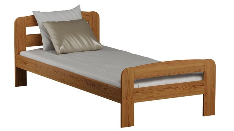 Pat din lemn 90x200 cu saltea cu arcuri individuale cu somieră  Klaudia