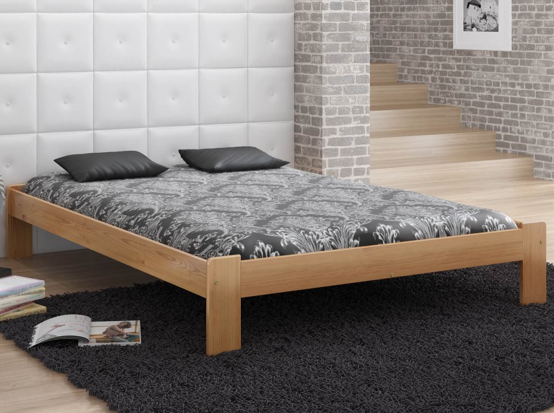 Pat din lemn 140x200 cu Saltea cu arcuri individuale cu somieră Ada