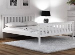 Pat din lemn 120x200 cu somieră Alion alb