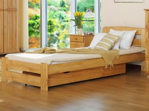 Pat din lemn 90x200 cu somieră Lidia arin