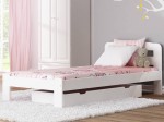 Pat din lemn 90x200 cu somieră Sara alb