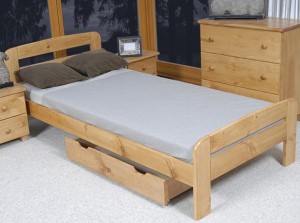 Pat din lemn 90x200 cu somieră Klaudia arin