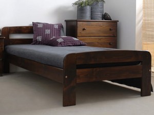 Pat din lemn 90x200 cu somieră Klaudia nuc