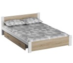 Pat 90x200 cu somieră DMD3 alb + stejar sonoma