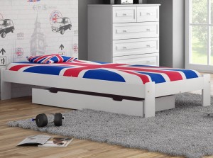 Pat din lemn 90x200 cu somieră Ada alb