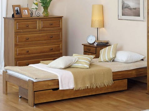 Pat din lemn 90x200 cu somieră Ada stejar