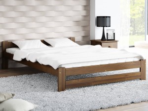 Pat din lemn 120x200 cu somieră Inter nuc