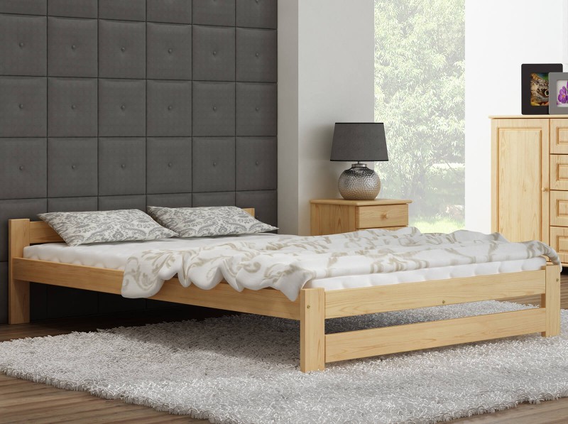 Pat din lemn 160x200 cu saltea din spumă Megana, cu somieră, Inter