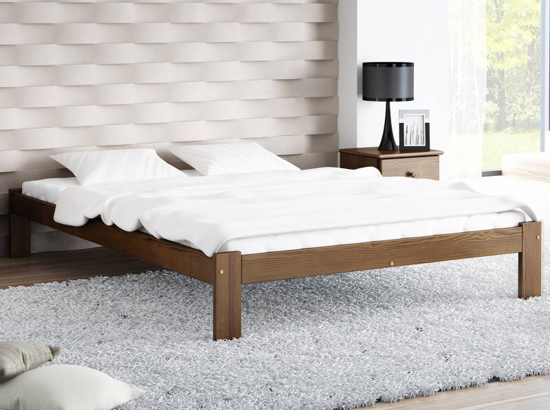 Pat din lemn 140x200 cu somieră Irys eco nuc