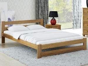 Pat din lemn 140x200 cu somieră Kada stejar