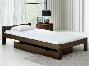 Pat din lemn 90x200 cu somieră Naba eco nuc