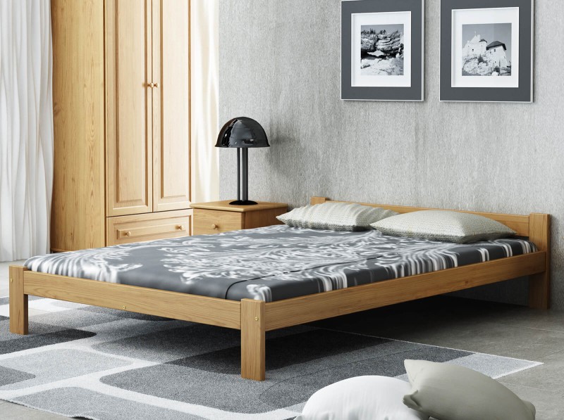 Pat din lemn 140x200 cu somieră Naba eco stejar