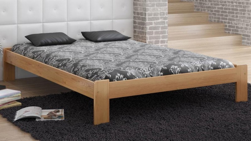 Pat din lemn 180x200 cu somieră Ada pin