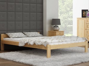 Pat din lemn 160x200 cu saltea din spumă Megana, cu somieră, Naba Eco