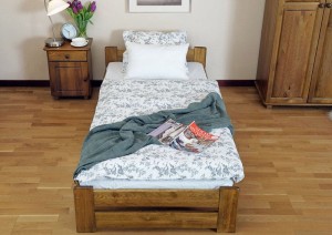 Pat din lemn 90x200 cu somieră Niwa stejar