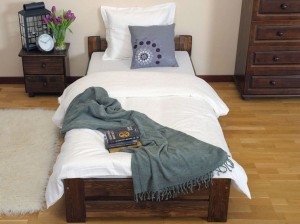 Pat din lemn 90x200 cu somieră Niwa nuc