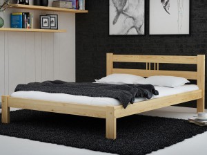 Pat din lemn 140x200 cu somieră Nikola pin