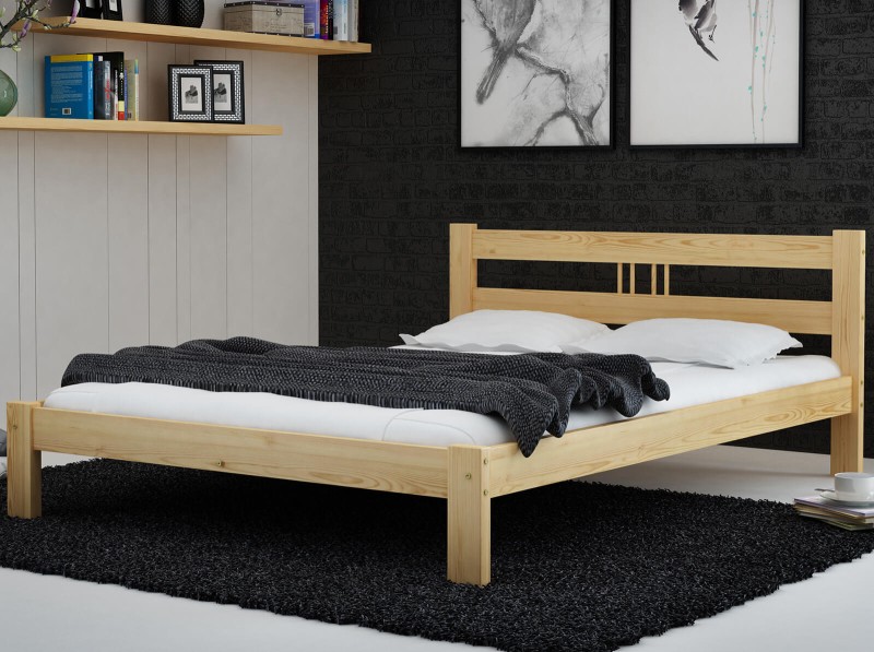 Pat din lemn 140x200 cu somieră Nikola pin