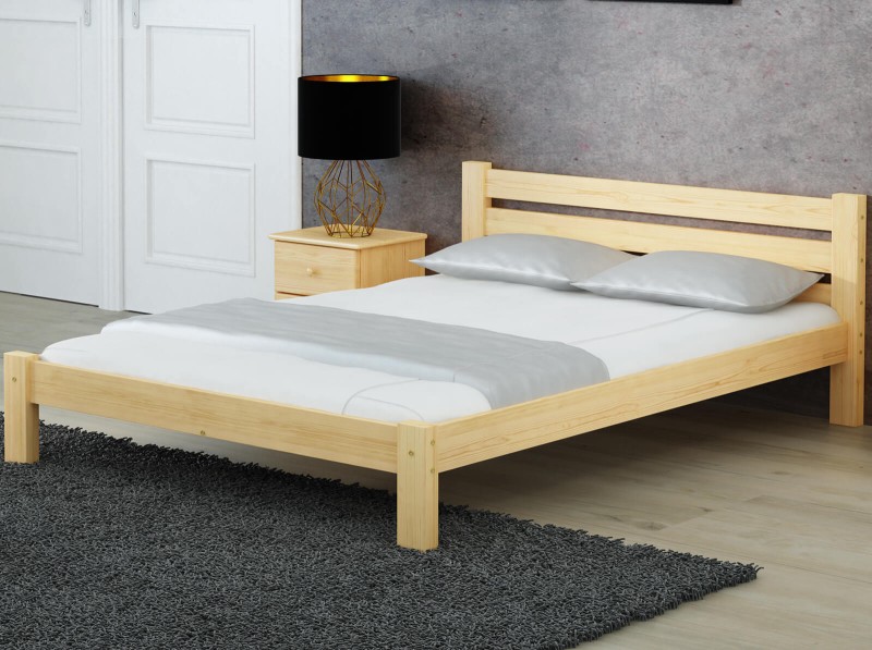 Pat din lemn 140x200 cu somieră Asia pin