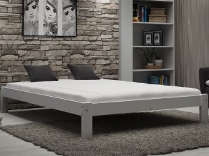 Pat din lemn 160x200 cu somieră Liliana alb