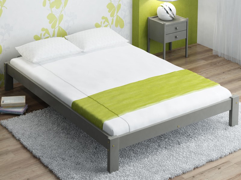 Pat din lemn 160x200 cu somieră Liliana gri