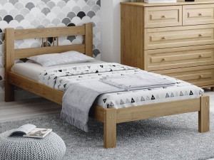 Pat din lemn 90x200 cu somieră Nikola stejar