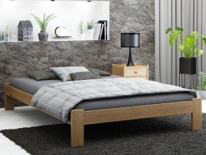 Pat din lemn 120x200 cu somieră Liliana stejar