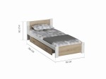Pat 90x200 cu somieră DMD3 alb + stejar sonoma