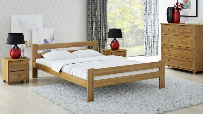 Pat din lemn 160x200 cu somieră Manta stejar