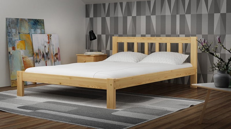 Pat din lemn 120x200 cu somieră Ofelia pin
