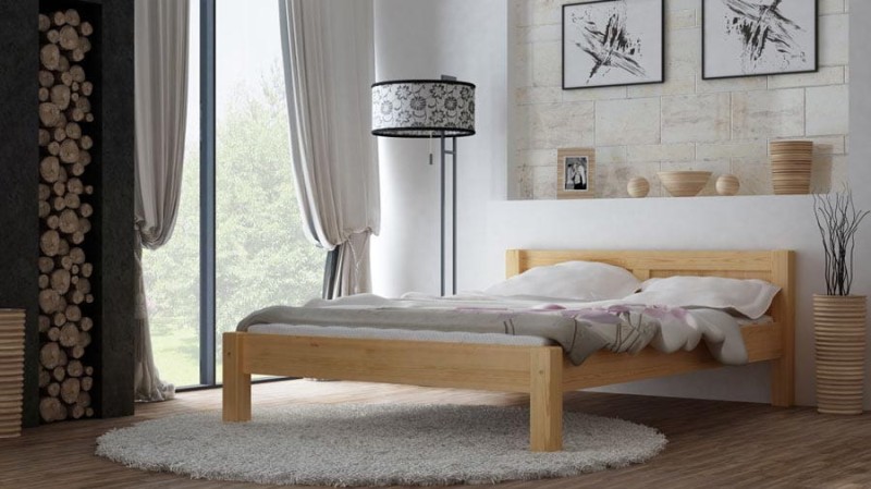 Pat din lemn 140x200 cu somieră Wiktoria pin