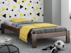 Pat din lemn 90x200 cu somieră Liliana nuc