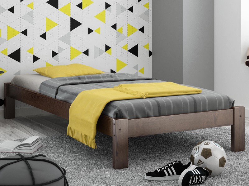 Pat din lemn 90x200 cu somieră Liliana nuc