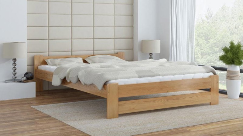 Pat din lemn 140x200 cu somieră Niwa arin