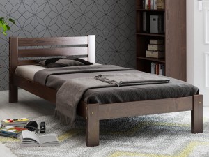 Pat din lemn 90x200 cu somieră Asia nuc