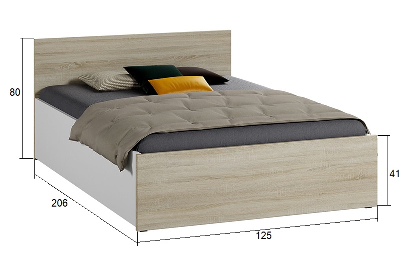 Łóżko DM1 120 Sonoma Białe Meble Magnat