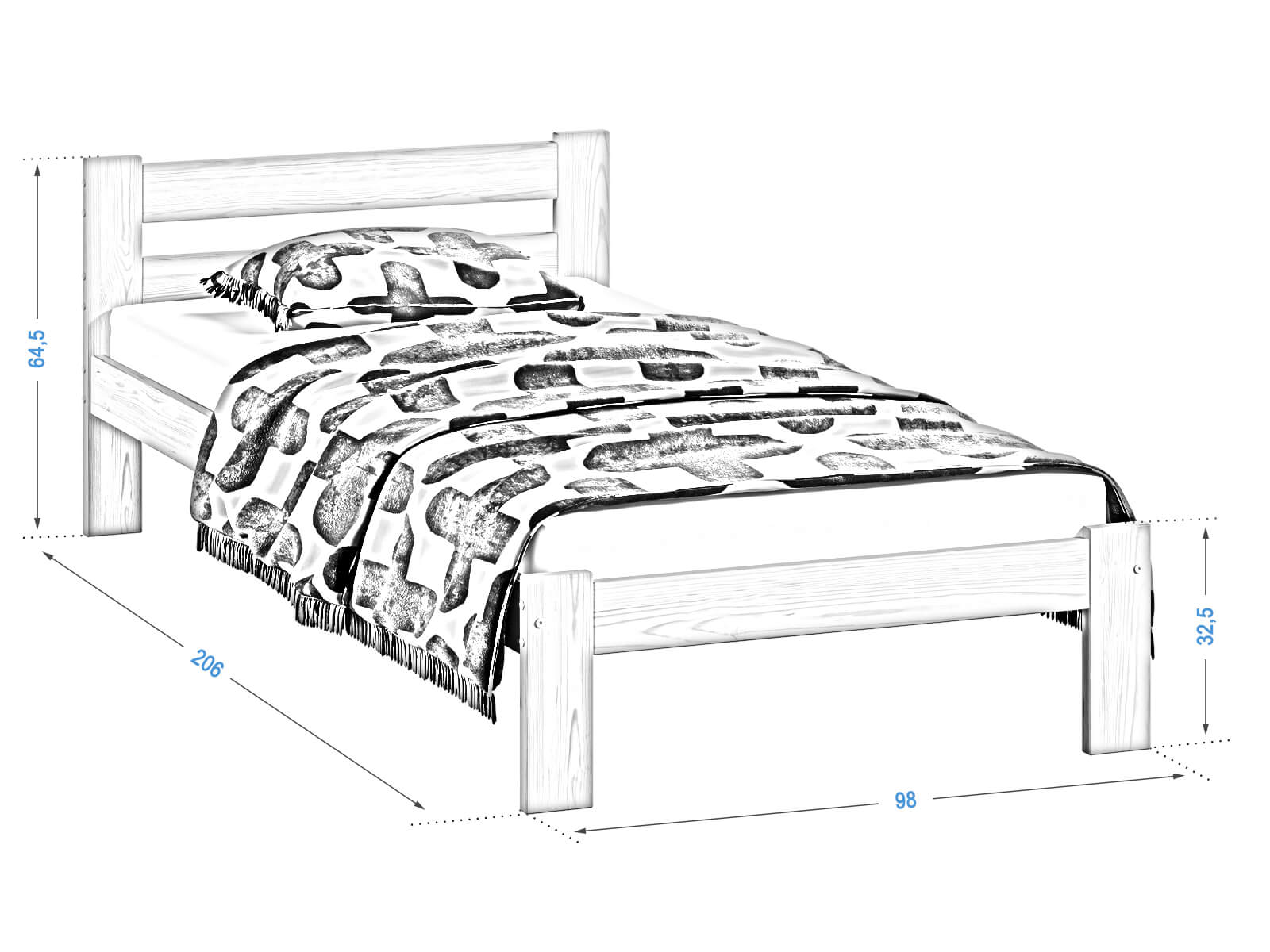 Wymiary łóżka Mato 90x200 Meble Magnat
