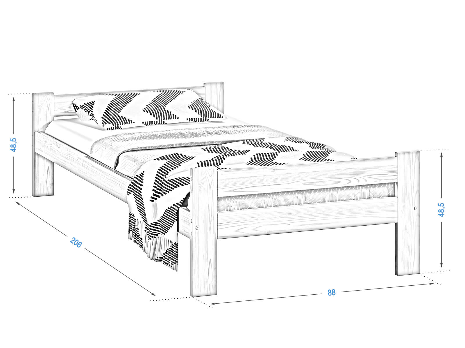 Wymiary łóżka Prima 80x200 Meble Magnat